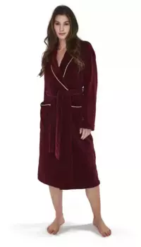 Халат унисекс Mve "велюр с шалевым воротником" (1 шт.), элегантный дизайн по краю, цвет Burgund