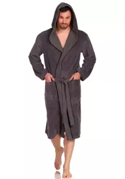 Халат унисекс Vossen "Мак" (1 шт.), женский и мужской, с контрастным капюшоном, антрацит