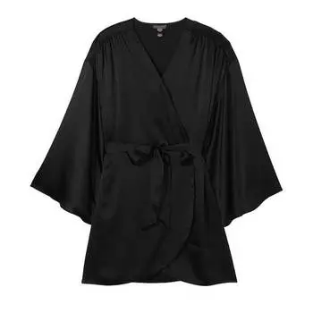 Халат Victoria's Secret Satin Short Wrap, черный