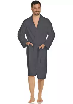 Халат Vossen унисекс "Даллас" (1 шт.), мужской и женский, из чистого хлопка, с воротником-кимоно, антрацит