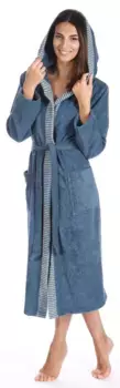 Халат женский Egeria "Benny" (1 шт.), с полосатой каймой, синий