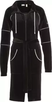 Халат женский Esprit "Relax" (1 шт.), повседневный воротник-стойка на молнии из переработанного материала, черный