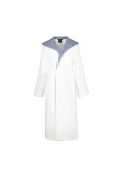 Халат женский с капюшоном Classic 4345 бело-синий - 601 Cawo, белый