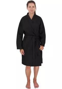 Халат женский с вафельным пике Kelin normani, черный