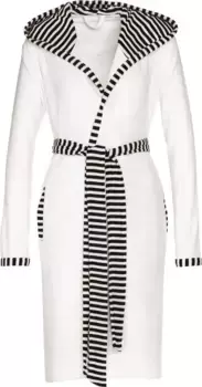 Халат женский Vossen "Юнона" (1 шт.), с капюшоном, полосатые акценты, белый
