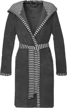 Халат женский Vossen "Юнона" (1 шт.), с капюшоном, полосатые акценты, цвет Grafit