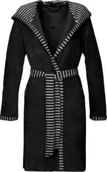 Халат женский Vossen "Юнона" (1 шт.), с капюшоном, полосатые акценты, черный