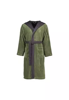 Халаты унисекс с капюшоном Poppy грязно-зеленый/антрацит - 0032 VOSSEN