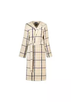 Халаты женские с капюшоном в клетку 4348 песочно-мариновый - 31 Cawo, бежевый