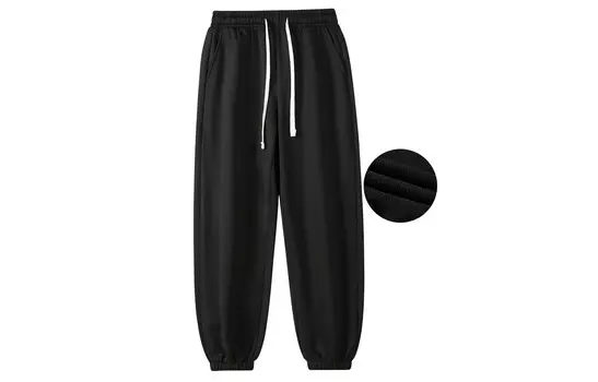 HALEBOSS Трикотажные спортивные штаны унисекс, Черный на флисовой подкладке