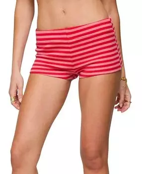 Хали Полосатые Вязаные Шорты Edikted, красный