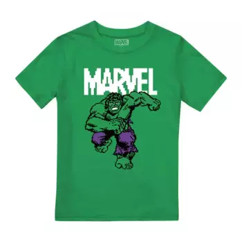 Халк Пиксельная футболка Marvel, зеленый