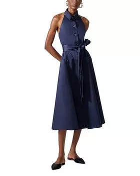 Халотер с воротником, миди-платье Carolina Herrera, синий