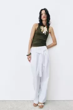 Халтер топ ZARA, хаки