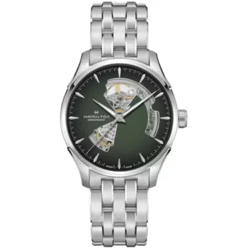 Hamilton Jazzmaster Open Heart Автоматические стальные мужские часы с зеленым циферблатом H32675160