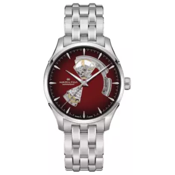 Hamilton Jazzmaster Open Heart Автоматические стальные часы с бордовым циферблатом H32675170