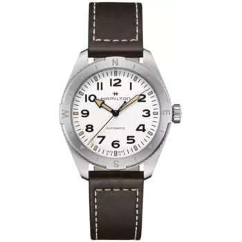 Hamilton Khaki Field Expedition Auto 41 мм белый циферблат коричневый кожаный ремешок мужские часы H70315510