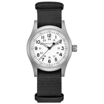 Hamilton Khaki Field механические часы с ручным заводом и белым циферблатом на тканевом ремешке мужские H69439910