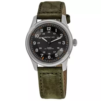 Hamilton Khaki Field Titanium Auto черный циферблат зеленый кожаный ремешок мужские часы H70205830