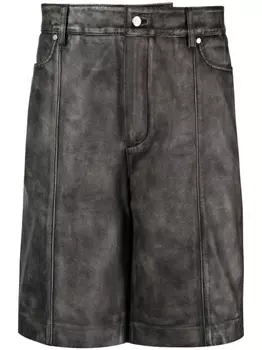 Han Kjbenhavn faded straight-leg leather shorts, серый