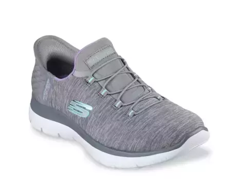 Hands Free Slip-Ins: Summits Dazzling Haze Slip-On Кроссовки - женские Skechers, Grey/Purple