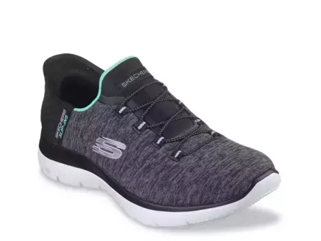 Hands Free Slip-Ins: Summits Dazzling Haze Slip-On Кроссовки - женские Skechers, Black/Blue