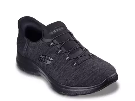 Hands Free Slip-Ins: Summits Dazzling Haze Slip-On Кроссовки - женские Skechers, Black
