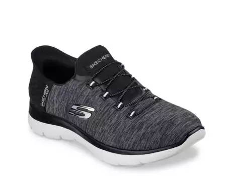 Hands Free Slip-Ins: Summits Dazzling Haze Slip-On Кроссовки - женские Skechers, Black/White