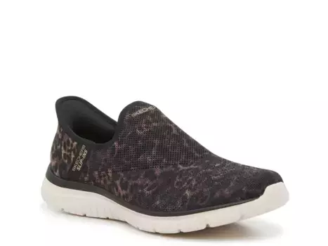 Hands Free Slip-Ins Virtue Sleek Слипоны Sneaker Skechers, Tan/Black Leopard Print