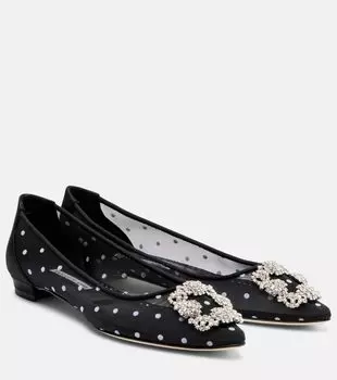 Hangisi украшенные сетчатые балетки Manolo Blahnik, 994/ 0015 YOTH/BLCK