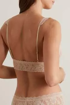 HANKY PANKY + NET SUSTAIN Фирменный бюстгальтер с мягкими чашечками из эластичного кружева, бежевый