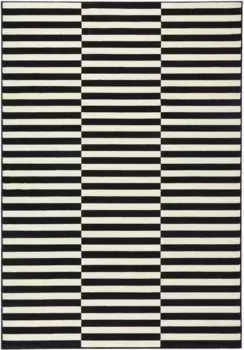 HANSE Домашний ковер "Панель", прямоугольный, короткий ворс, узор в виде полос, линии связаны по всему периметру, прочный HANSE Home 80х150 см, черный/кремовый