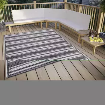 HANSE Домашний ковер "Temu", прямоугольный, износостойкий, простой в уходе, прочный, для внутреннего и наружного использования, устойчивый к атмосферным воздействиям HANSE Home 155х235 см, серый/бежевый