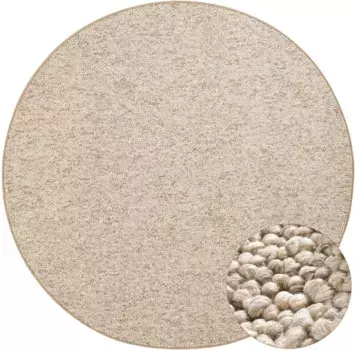 HANSE Домашний ковер "Wolly 2", круглый, плоского переплетения, Сканди, имитация шерсти, столовая, гостиная, прихожая HANSE Home 200 см, бежевый/коричневый
