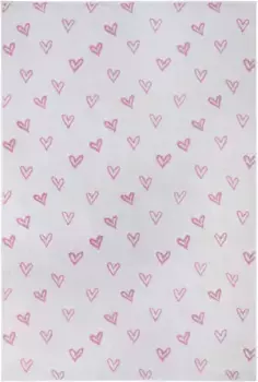 HANSE Home детский ковер "Adventures Hearts", прямоугольный, игровой коврик, мягкий, детская комната, короткий ворс, игровой коврик, ковер 120х170 см, кремовый/розовый