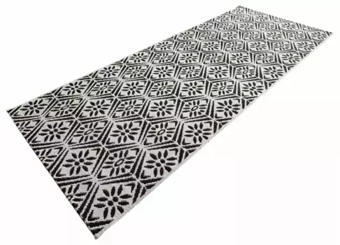 HANSE Home дорожка "Creation", прямоугольная, ковровая дорожка, кухонная дорожка, ковер, моющийся, кухня, прихожая, ромбы 80х200 см, черный