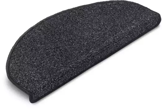 Hanse Home Эксклюзивный коврик для лестницы "Liberty", полукруглый, однотонный, прочный, ярких цветов, в крапинку, лестница, связанный, набор из 15 шт Hanse Home Exclusiv 28х65 см, антрацит/черный