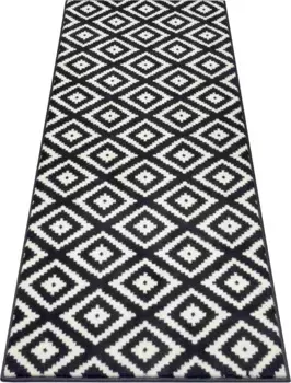 HANSE Home коврик "ромб", прямоугольный, с ромбовидным узором, зауженный по всему периметру, на ощупь велюровый, прочный, простой в уходе 80х200 см, черный/кремовый