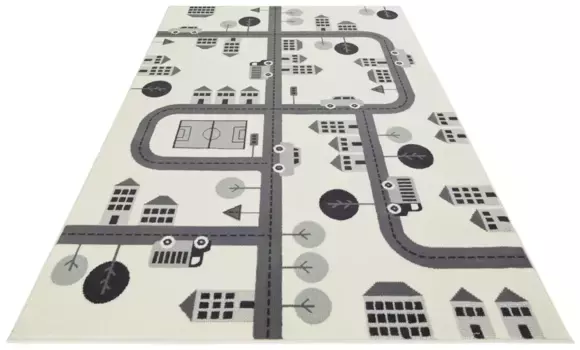 HANSE Home "Town" ковер, прямоугольный, короткий ворс, детский ковер, игровой ковер, уличный дизайн, детская комната 80х150 см, цвет creme