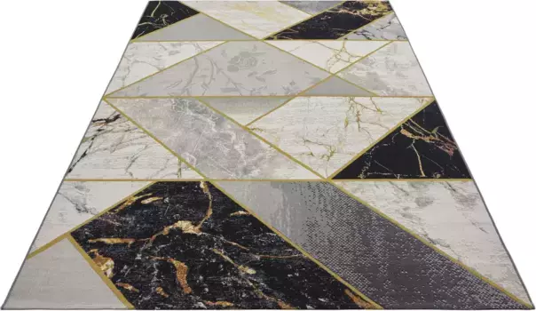 HANSE Home уличный ковер "Noble", прямоугольный, для дома и улицы, ковер, устойчивый к атмосферным воздействиям, балкон, сад, гостиная, золотой 160х235 см, черный/серый/золотой