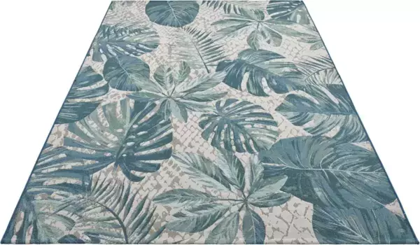 HANSE Home уличный ковер "Tropical Leaves", прямоугольный, для дома и улицы, ковер, устойчивый к атмосферным воздействиям, для балкона, сада, гостиной 240х340 см, бирюзовый