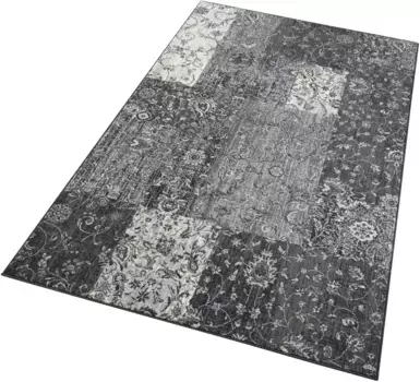 HANSE Ковер для дома "Kirie", прямоугольный, пэчворк, короткий ворс, ковровая дорожка, современный, винтажный, гостиная, прихожая HANSE Home 120х170 см, серый/кремовый