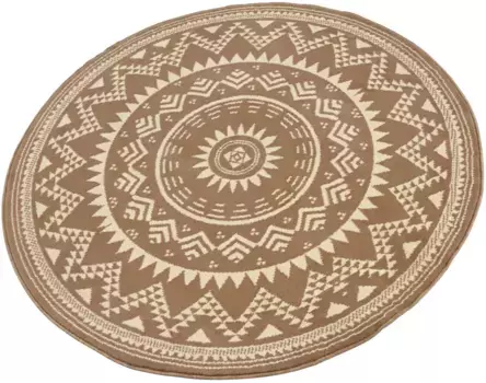 HANSE Ковер для дома "Валенсия", круглый, короткий ворс, современный, винтаж, мандала, гостиная, детская, прихожая HANSE Home 140 см, коричневый/кремовый