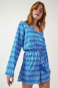 Happiness Istanbul, Атласный короткий комбинезон Happiness Istanbul, синий