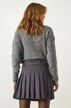 Happiness Istanbul, Короткая плиссированная юбка с регулируемым завязком Happiness Istanbul, серый