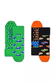 Happy Socks Детские носки Kids Cars Anti-Slip Socks, 2 шт., зеленый