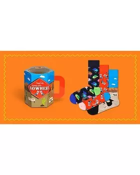 Happy Socks Добро пожаловать в подарочную коробку носков для экипажа из хлопковой смеси, упаковка из 3 шт, мультиколор
