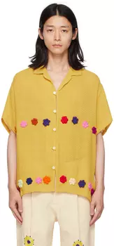 HARAGO Желтая рубашка с аппликацией
