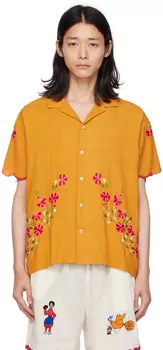 HARAGO Желтая рубашка с фестонами