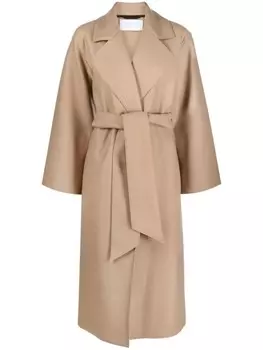 Harris Wharf London длинное шерстяное пальто с поясом, нейтральный цвет